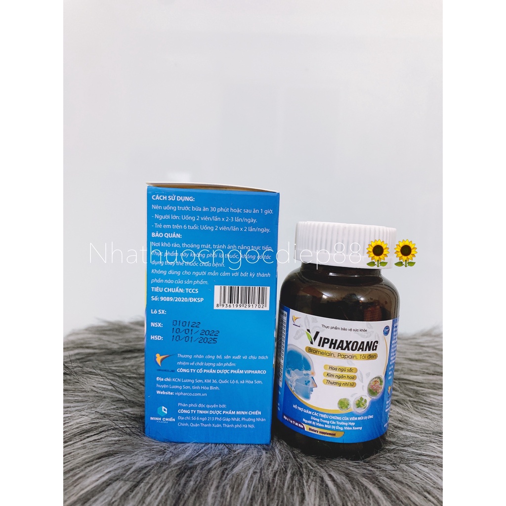 Viên uống VIPHAXOANG - Hỗ trợ cho người bị viêm xoang,viêm mũi dị ứng- Hộp 60 viên