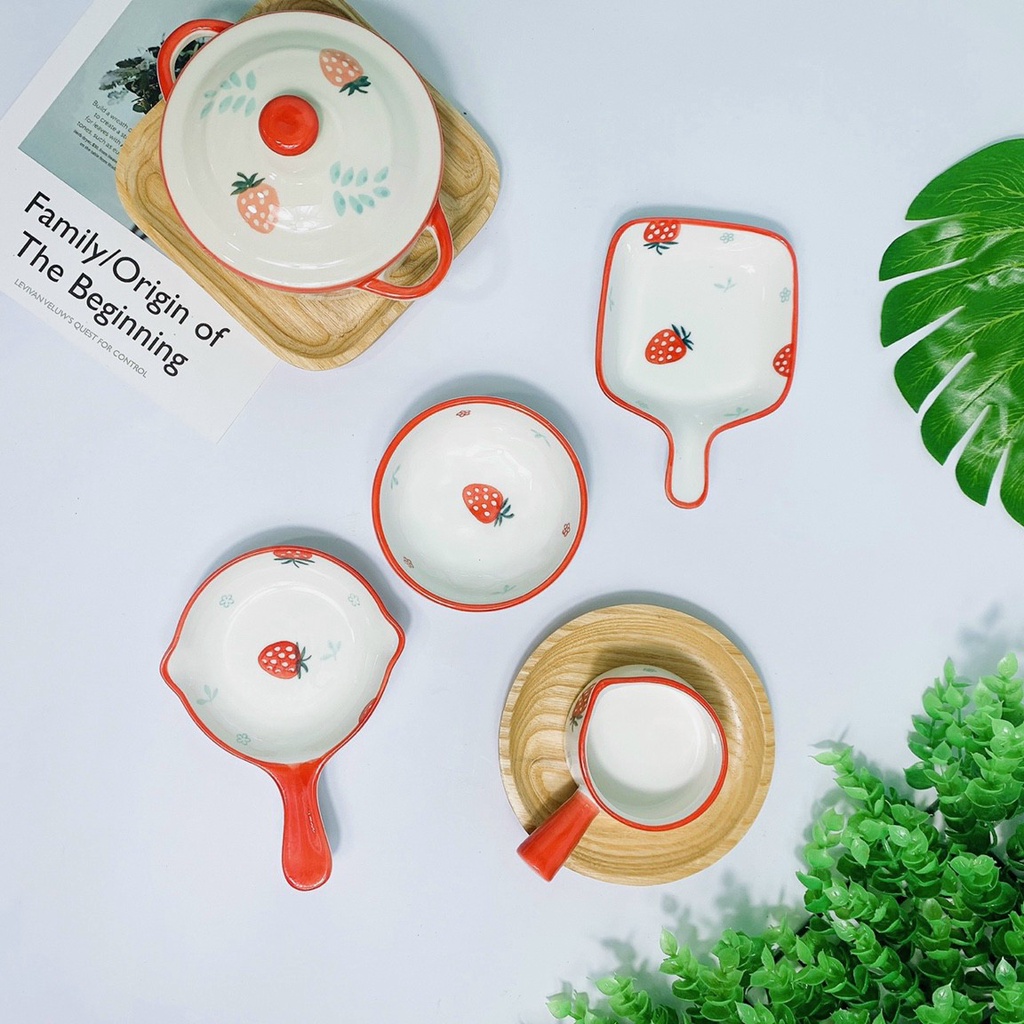 Bộ Bát Sứ Ăn Dặm Cho Bé , Chén Ăn Dặm Kiểu Nhật Hình Hoa Quả Đáng yêu