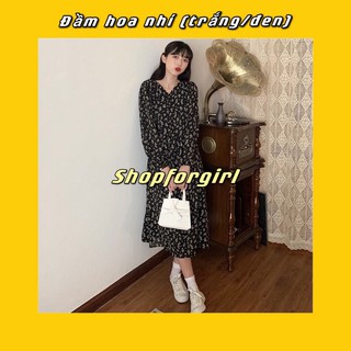 CÓ SẴN-Đầm hoa nhí (Trắng-Đen)