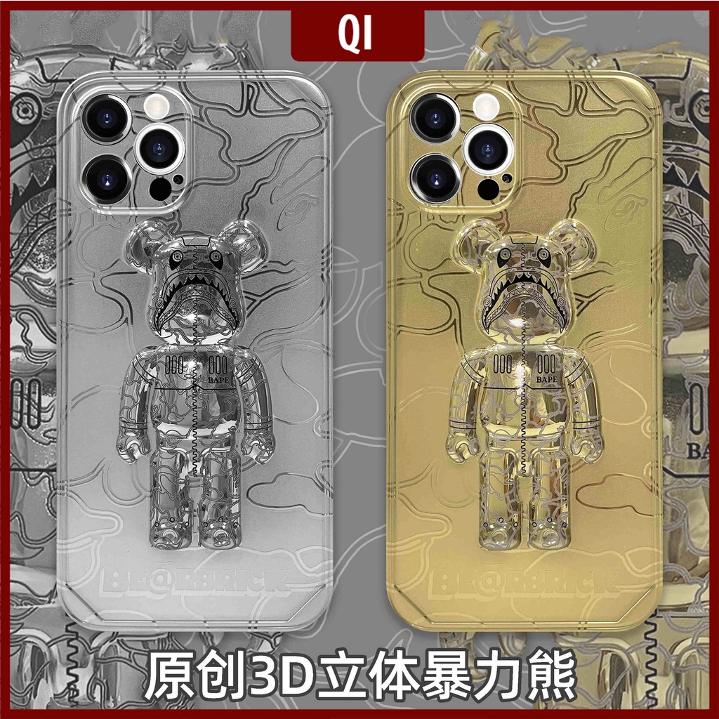 Ốp điện thoại hình gấu BAPE 3D cho IPhone13Pro Max 11 Pro Max XR XS Max X 7 8 Plus 12 Max Huawei P40