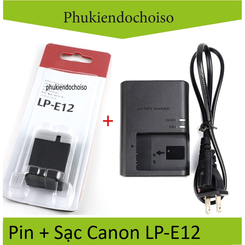 Bộ pin sạc thay thế 1 Pin 1 Sạc máy ảnh Canon LP-E12