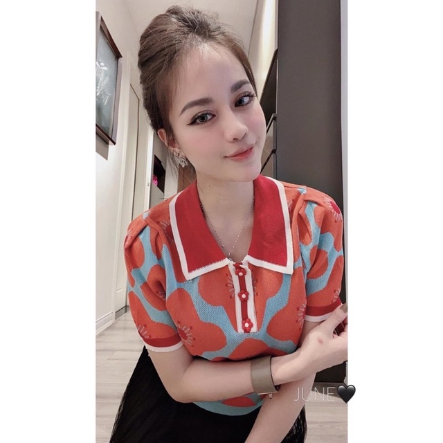 ÁO LEN CỘC TAY MÀU HOA CAM