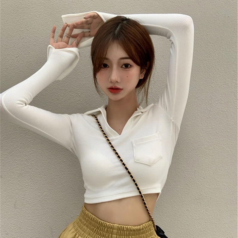 NRVP Áo Thun Nữ Oversize Cổ Tròn Dài Tay Kiểu Hàn Quốc