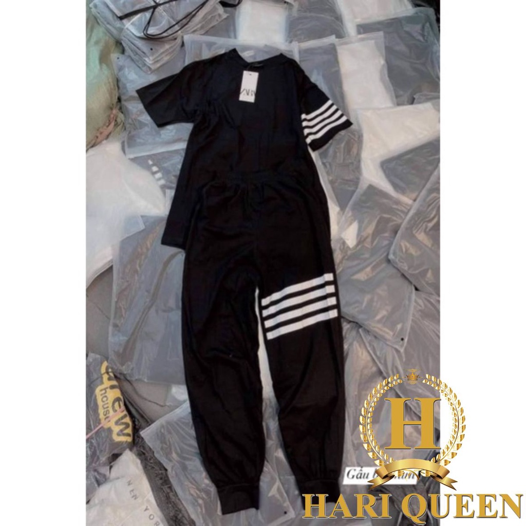 Sét áo phông 4 sọc tay + quần bom 4 sọc tay HARIQUEEN