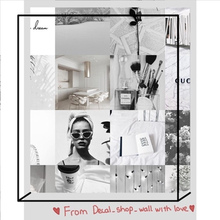 Wall Collage dán tường trang trí decor phòng ngủ - theme Trắng ngà xám