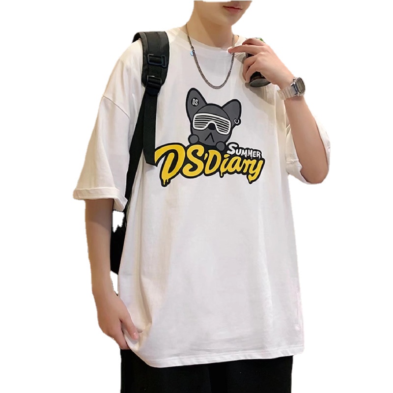 Áo Thun Tay Ngắn Dáng Rộng In Chữ Phong Cách Nhật Bản Thời Trang Mùa Hè Cho Nam Size M-8XL