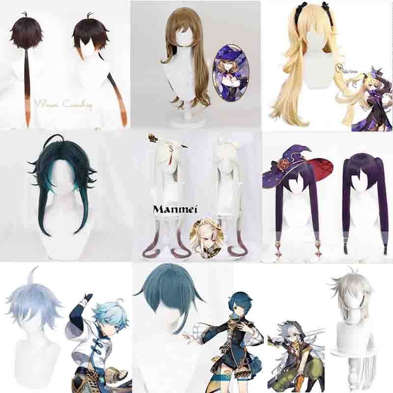 Tóc Giả Nhân Vật Genshin Impact Ngắn Uốn Xoăn Thời Trang Cho Nữ