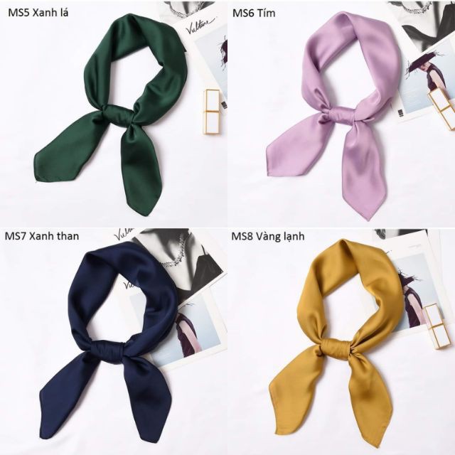 [Hàng mới] Khăn lụa vuông trơn size 70x70cm