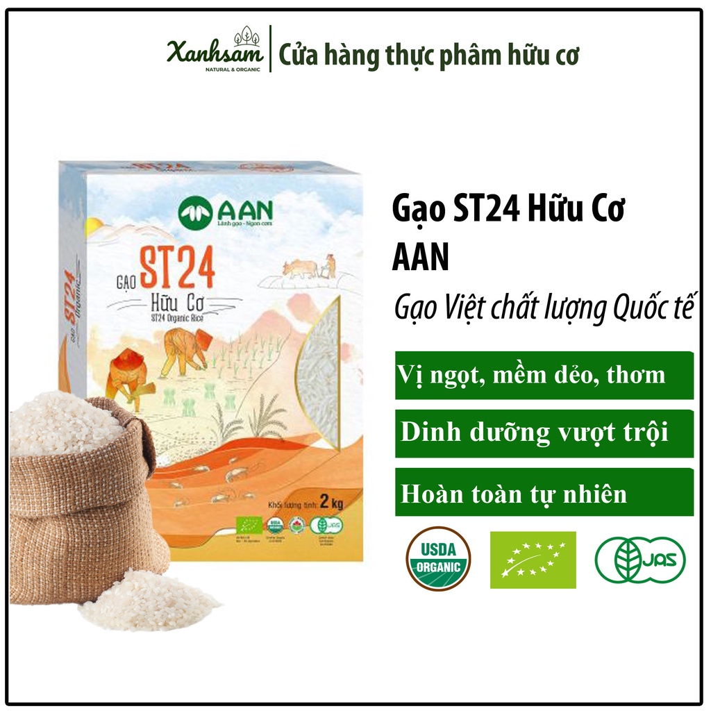 Gạo Trắng ST24 Hữu Cơ 2kg AAN - XanhSam Organic