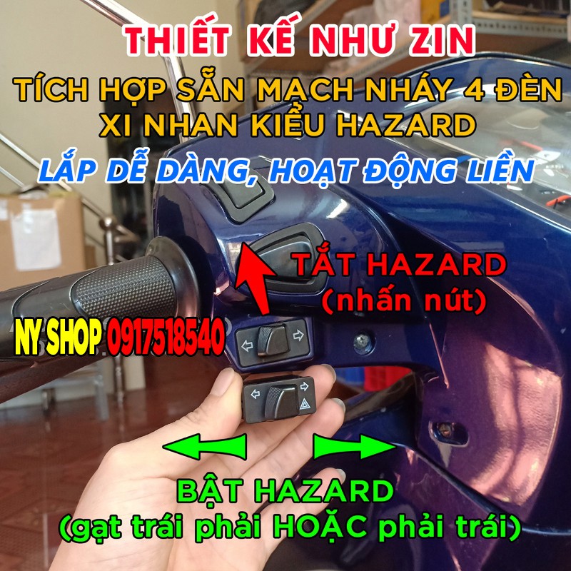 COMBO PHƯỢT THỦ CÔNG TẮC XI NHAN KẾT HỢP HAZARD + CÔNG TẮC PASSING KÈM CHỚP ĐIỆN TỬ