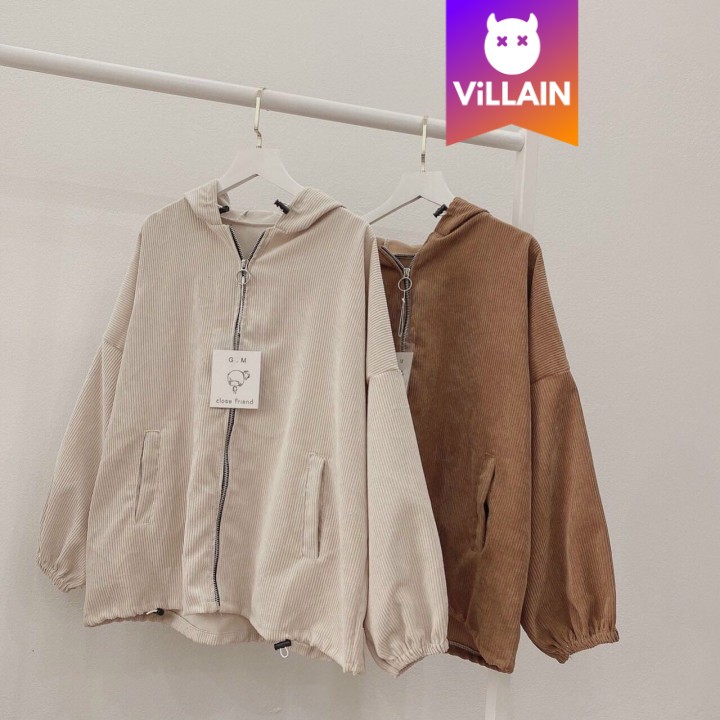 Áo Khoác Nhung Gân Tăm Trơn Tay Bồng Form Rộng Oversize - Villain | BigBuy360 - bigbuy360.vn
