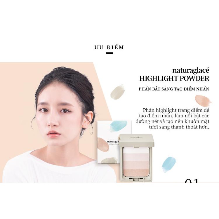 Phấn bắt sáng hữu cơ naturaglacé Highlight Powder, an toàn cho mẹ bầu và da nhạy cảm, 12g