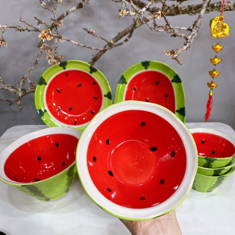 🍉Set bát đĩa dưa hấu kute tách lẻ🍉