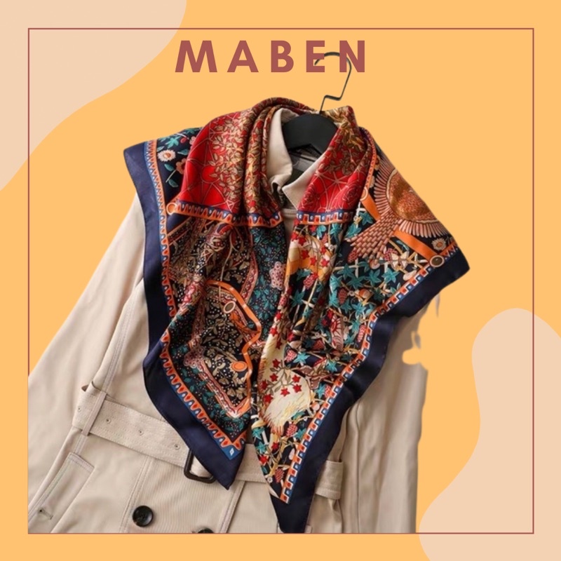Khăn lụa vuông 90x90 cm turban quàng cổ,áo khăn yếm bandana thời trang đội đầu - Maben