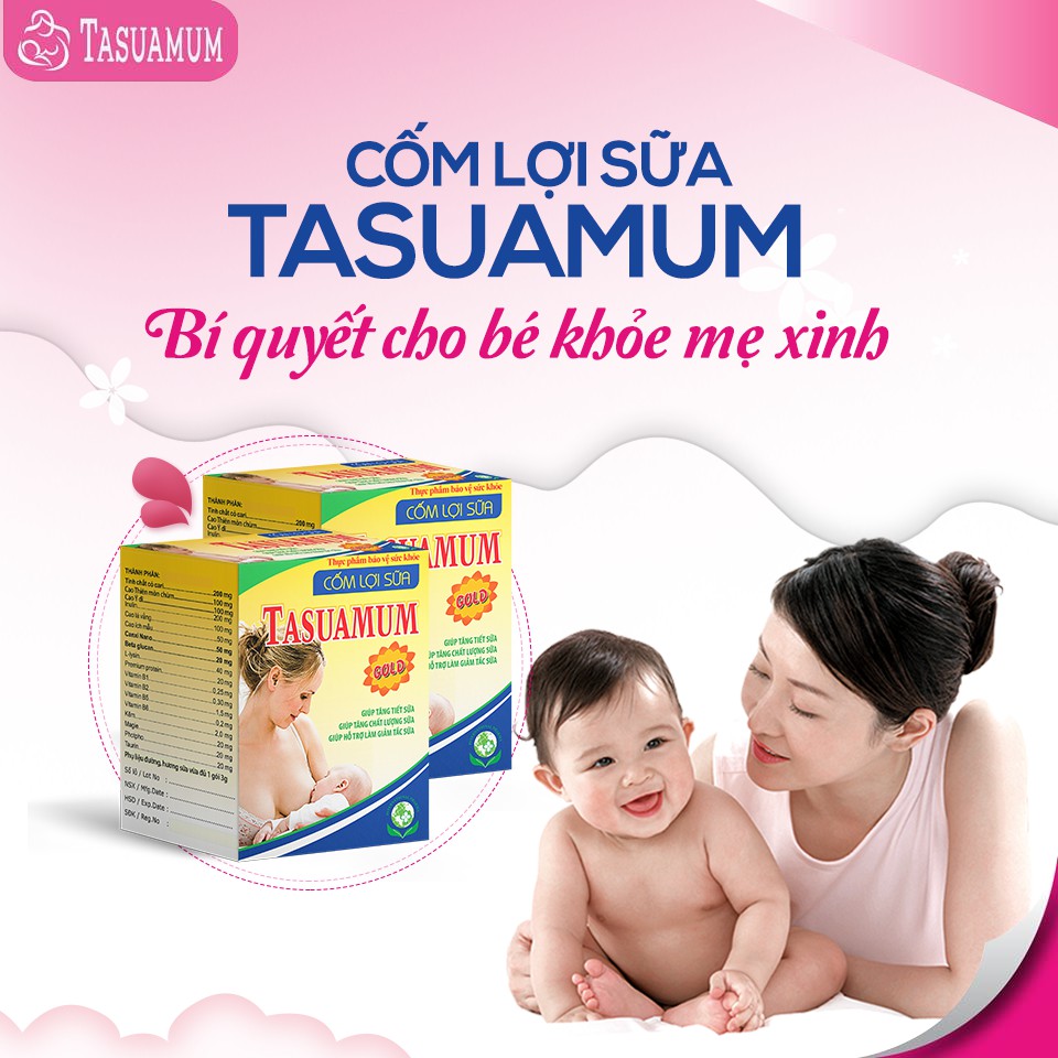 (Hộp 40 gói) Cốm lợi sữa Tasuamum GOLD cho mẹ sau sinh