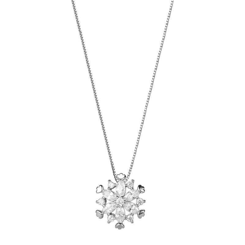Vòng cổ Mặt Hoa Tuyết Đính Đá Lấp Lánh Cho Nữ