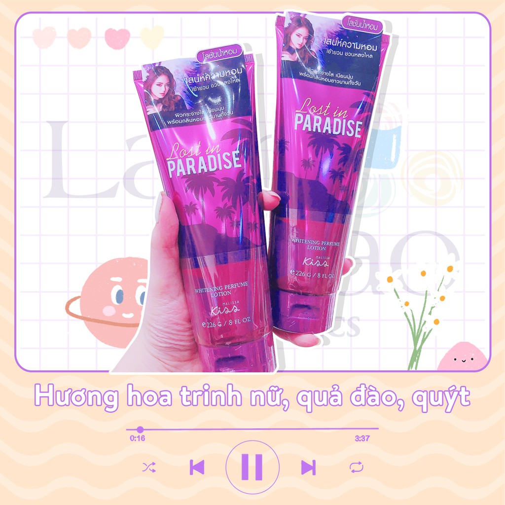 Sữa Dưỡng Thể Sáng Da Hương Nước Hoa Malissa Kiss Lost In Paradise 226gr