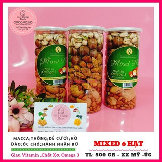 500g Mix nuts 6 trong 1 hạt dinh dưỡng ( Macca, Óc chó, Hạnh nhân, Dẻ cười, thông, hạt phỉ )