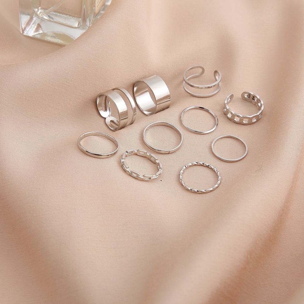 iF YOU Set 10 nhẫn   mạ bạc đơn giản thời trang cổ điển dành cho nữ