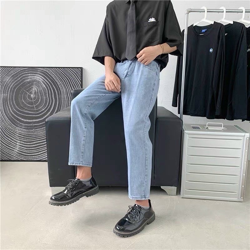 QUẦN BAGGY JEANS TRƠN ỐNG NHỎ FORM UNISEX NAM NỮ (hình chụp thật)