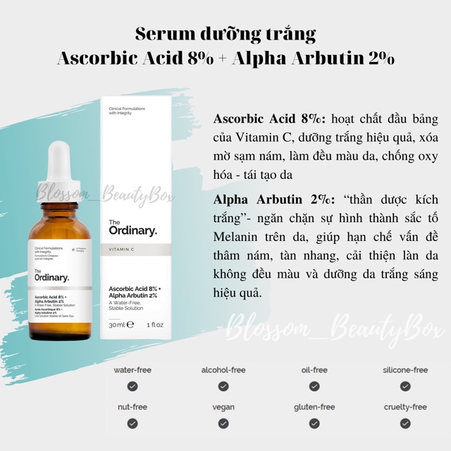 Tinh chất dưỡng trắng da Alpha Arbutin 2% + HA của The Ordinary