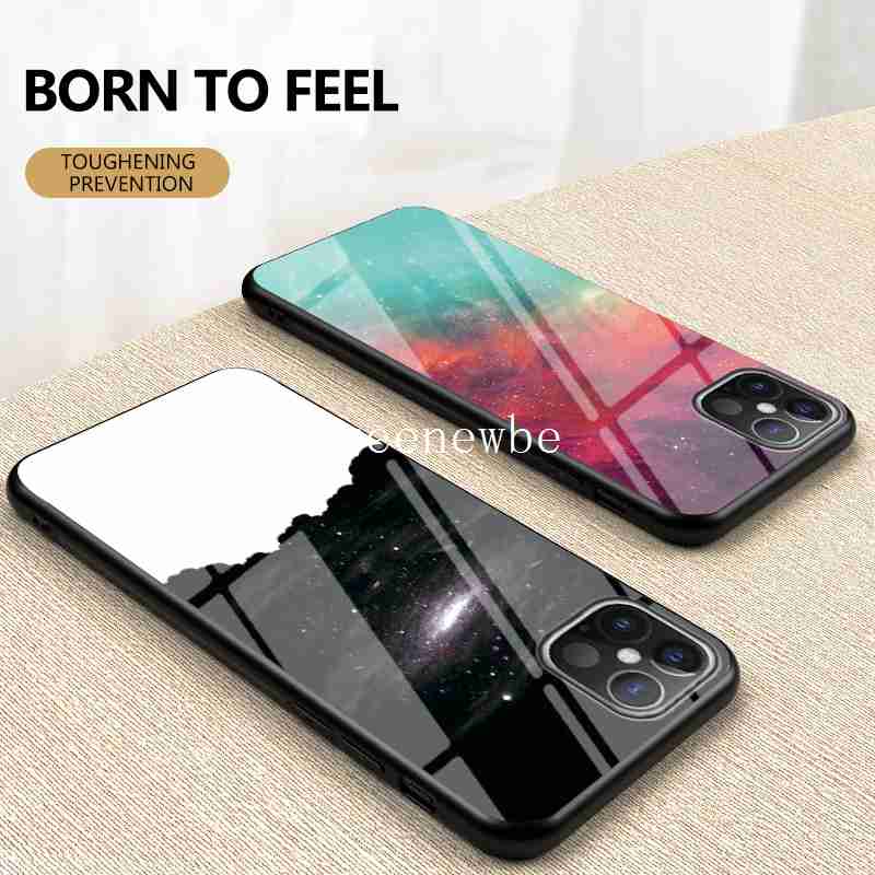 Casing For Samsung A10 A10E A10S A20 A30 A30S A50S A50 A60 A70 A80 A90 5G Star Sky Bling Tempered Glass Painted Case Luxury Gradient Back Cover