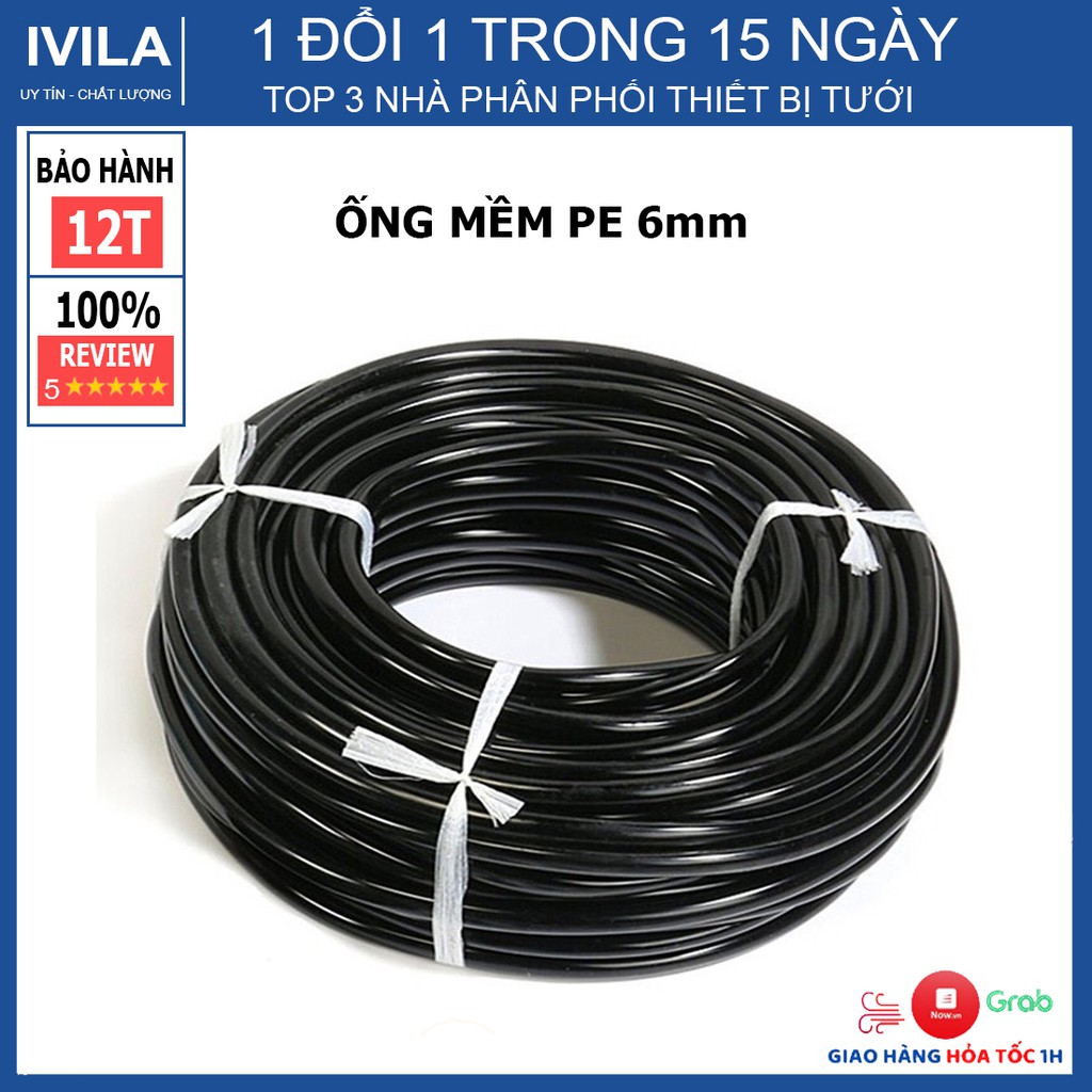 Combo 10m ống LDPE 5 / PE 6 / PE 8 - Ống LDPE - Ống tưới nhỏ giọt chống mài mòn, chống ăn mòn chịu được nắng