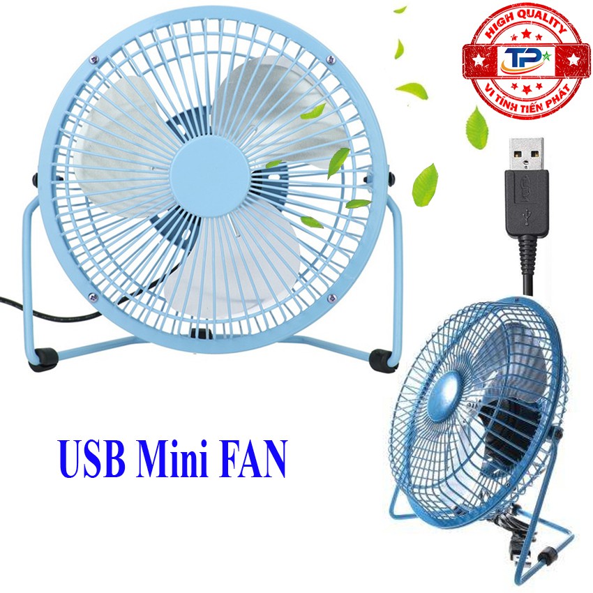 Quạt USB Mini Fan Lileng 819 loại 3 cánh, lồng sắt 20cm Quay 360 độ Tiện Dụng - TPF1