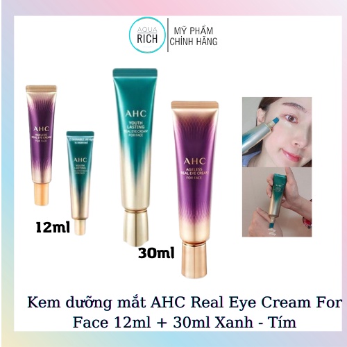 Kem Dưỡng Mắt Chống Nhăn Và Giảm Thâm Quầng Mắt AHC Xanh - Tím 12ml và 30ml