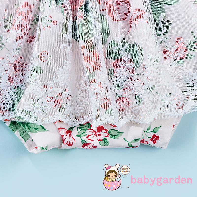 Set Áo Liền Quần + Chân Váy Tutu + Băng Đô In Hoa Cho Bé Gái 0-24 Tháng Tuổi