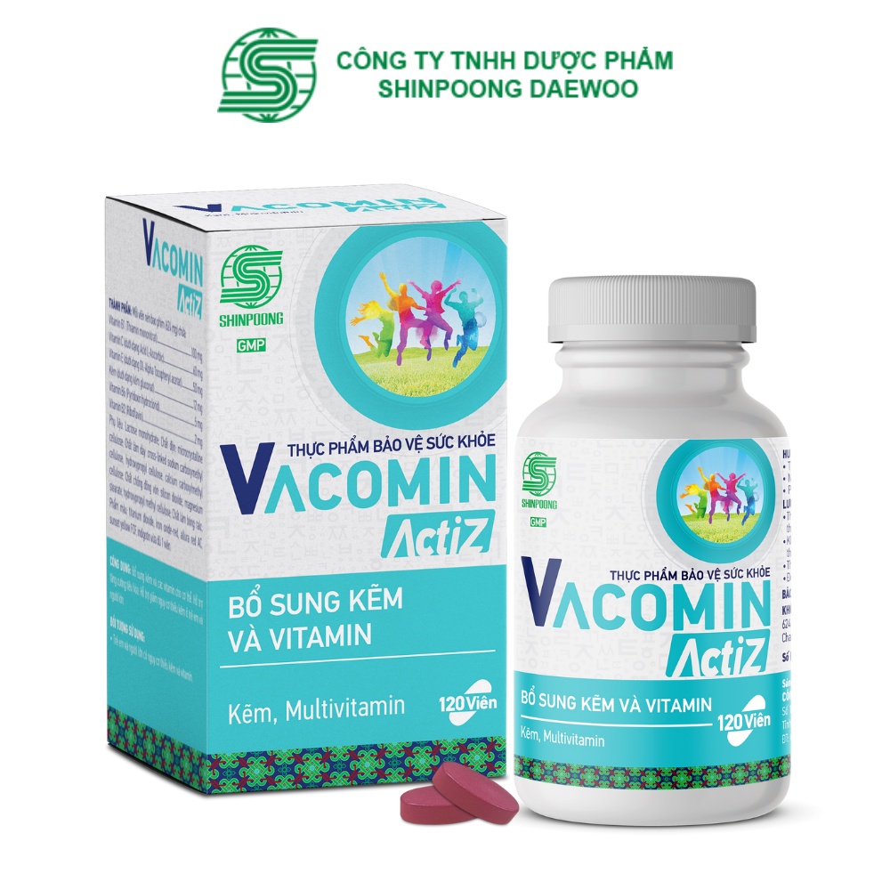 Viên Uống SHINPOONG VACOMIN ACTIZ Bổ Sung Kẽm &amp; Vitamin Tổng Hợp B, E, C - 120 Viên