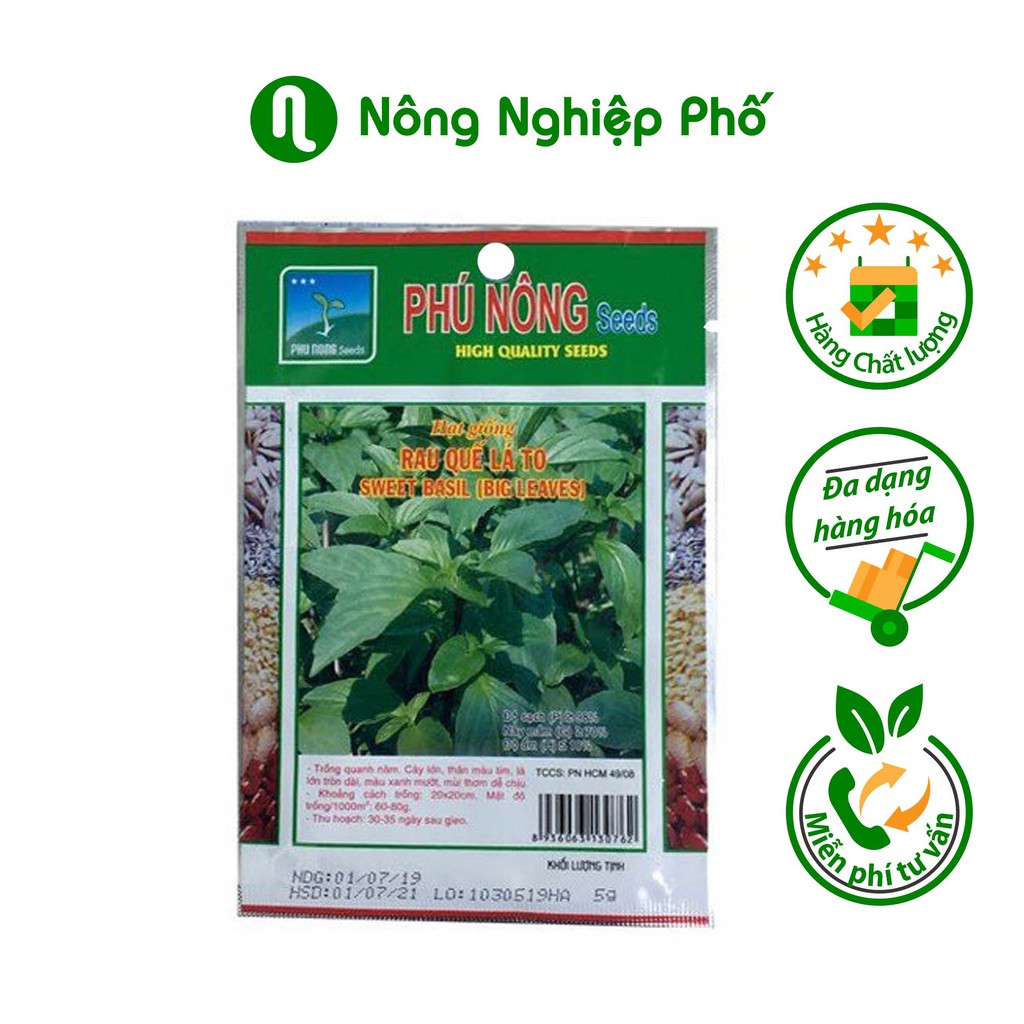 Hạt giống rau quế lá to Phú Nông - Gói 5 gram