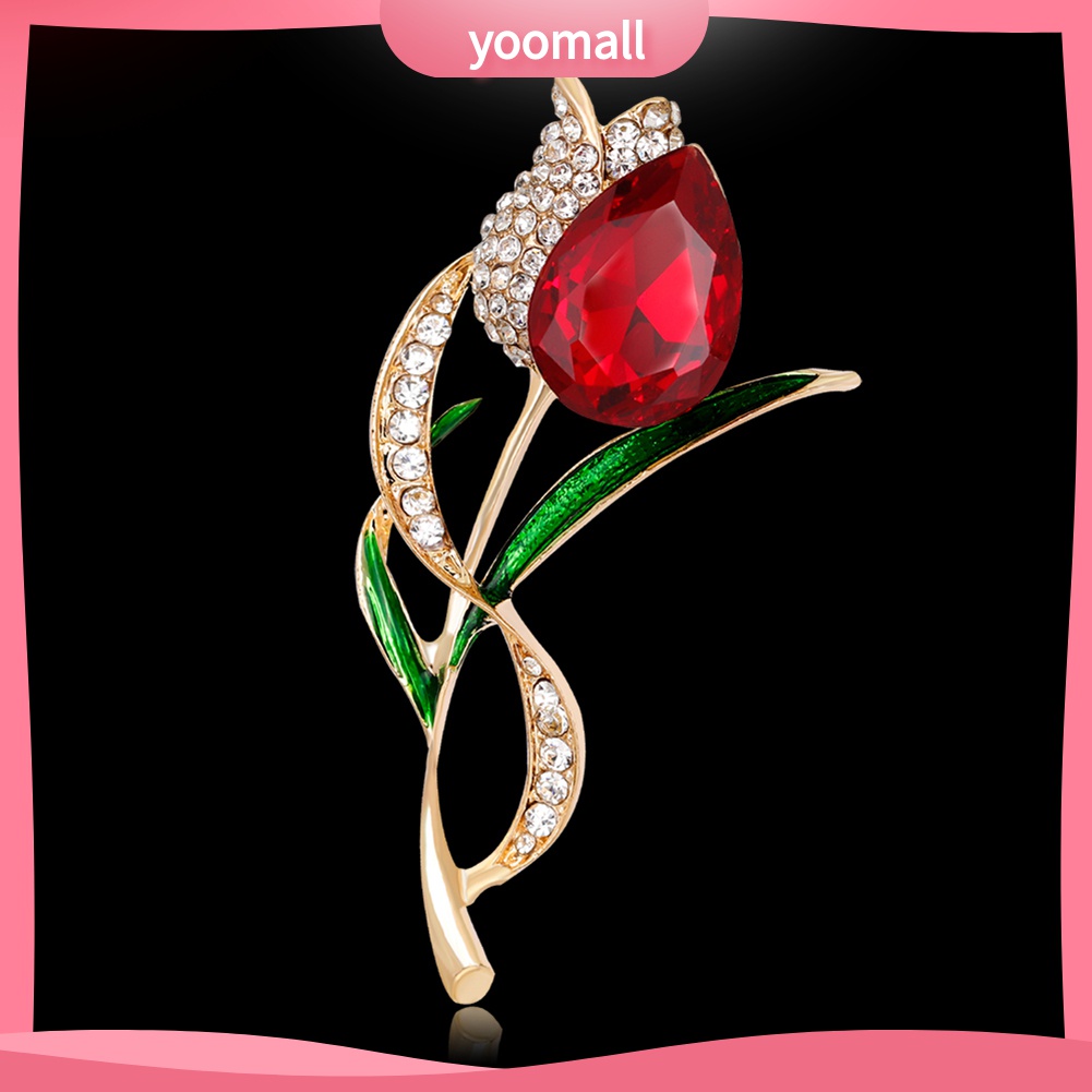 Ghim Cài Áo Hình Hoa Tulip Đính Đá Nhân Tạo Thời Trang Cho Nữ