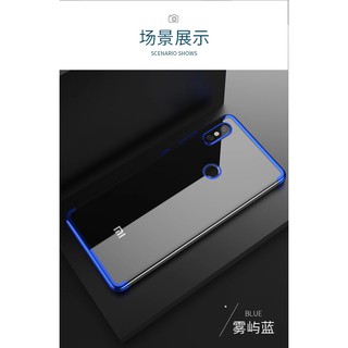 Ốp lưng Xiaomi Mi8 và Mi8 SE dẻo trong viền màu xanh