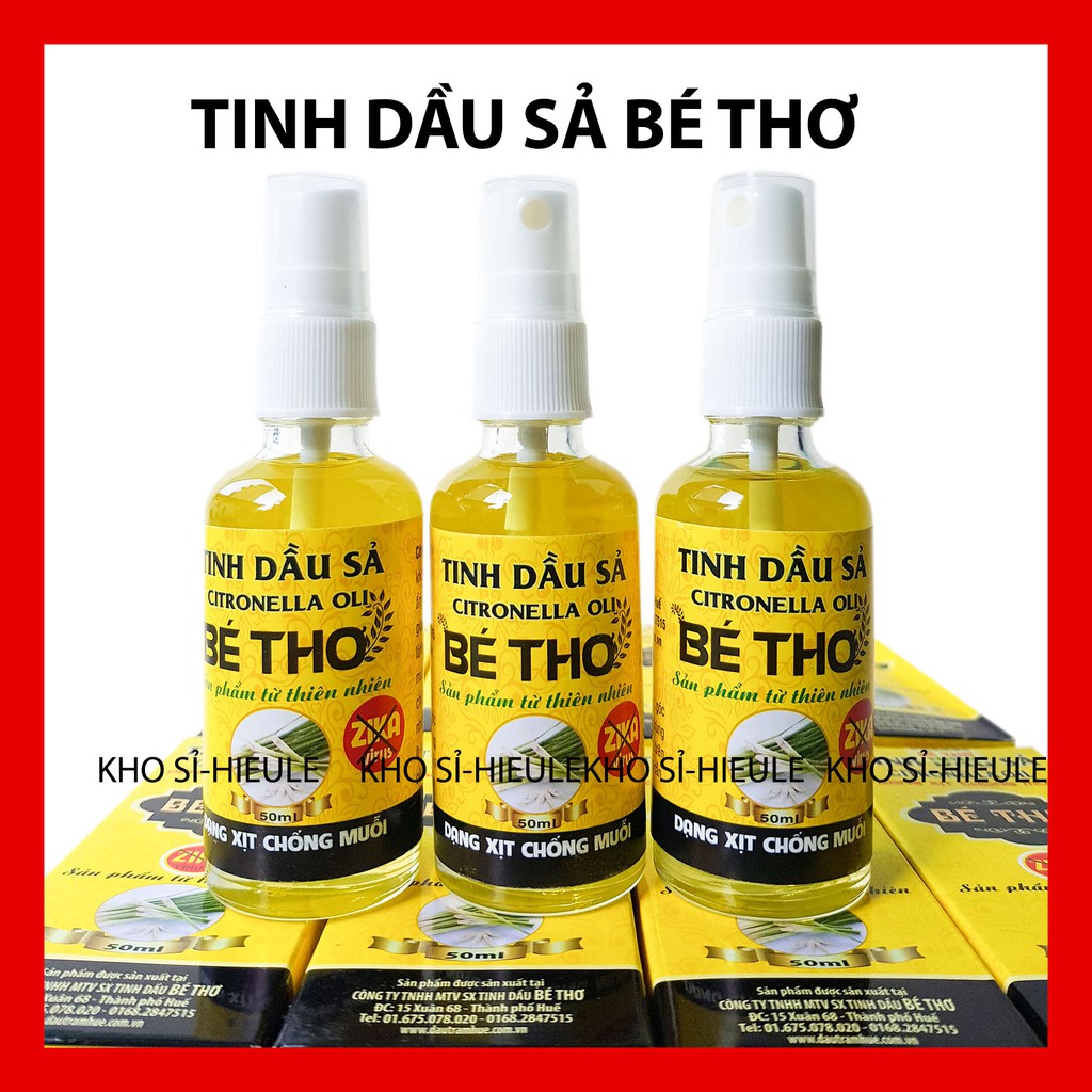 Tinh dầu Sả Bé Thơ, tinh dầu thiên nhiên dạng chai xịt 50ml Hàng chính hãng có tem chống giả của Công ty