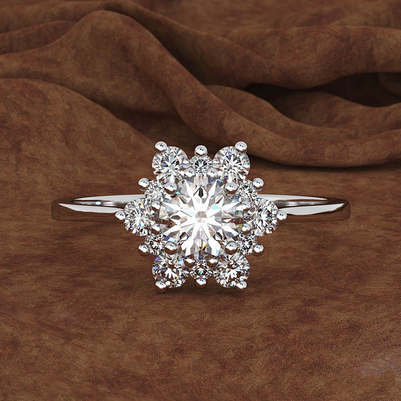 Aifei Jewellery Women Ring Flower Mosaic Diamond 925 Sterling Silver R1142