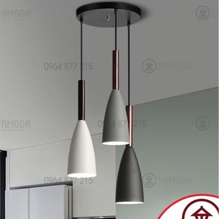 Bộ đèn thả 3 bàn ăn hiện đại chuôi gỗ DT 7582 + Tặng kèm bóng led AS Vàng