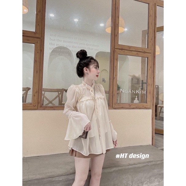 Set Áo Sơmi Tơ Bèo Kèm Áo 2 Dây, Áo Sơmi Kiểu Tay Dài Có Ảnh Thật Kèm Video | BigBuy360 - bigbuy360.vn