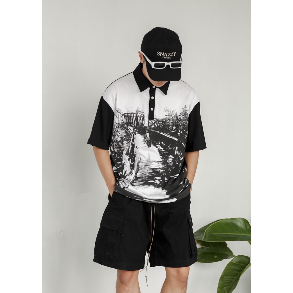 Áo Polo Oversized SNAZZY Unisex Nam Nữ Chất Liệu Cotton Chính Hãng - LONGBIEN