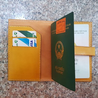 Ví da đựng hộ chiếu - Da bò thật - Đồ da thủ công - Màu vàng BV0191