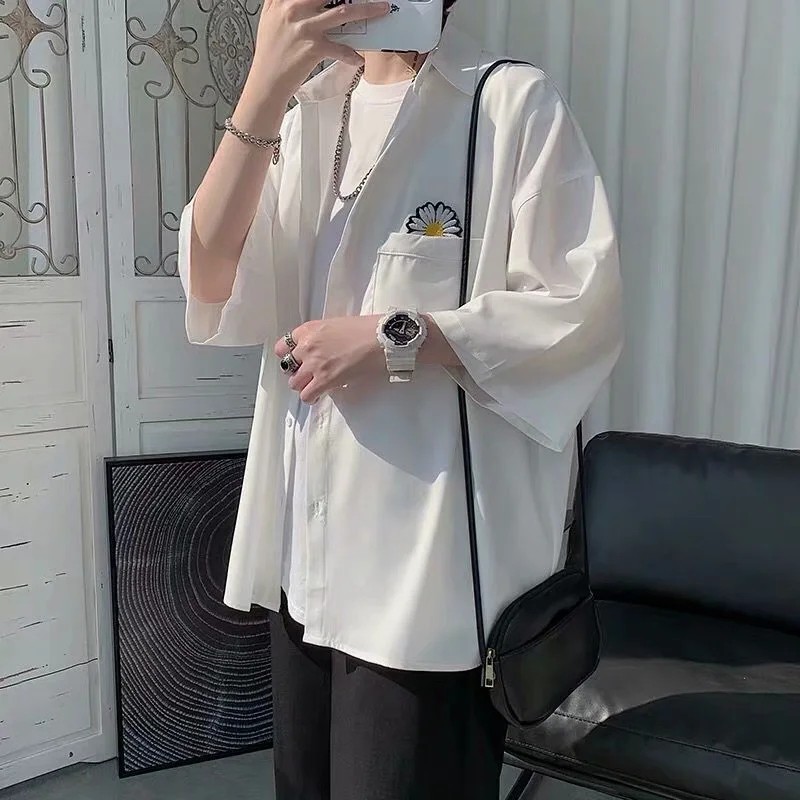 Áo sơ mi ngắn tay form rộng in họa tiết thời trang dành cho nam