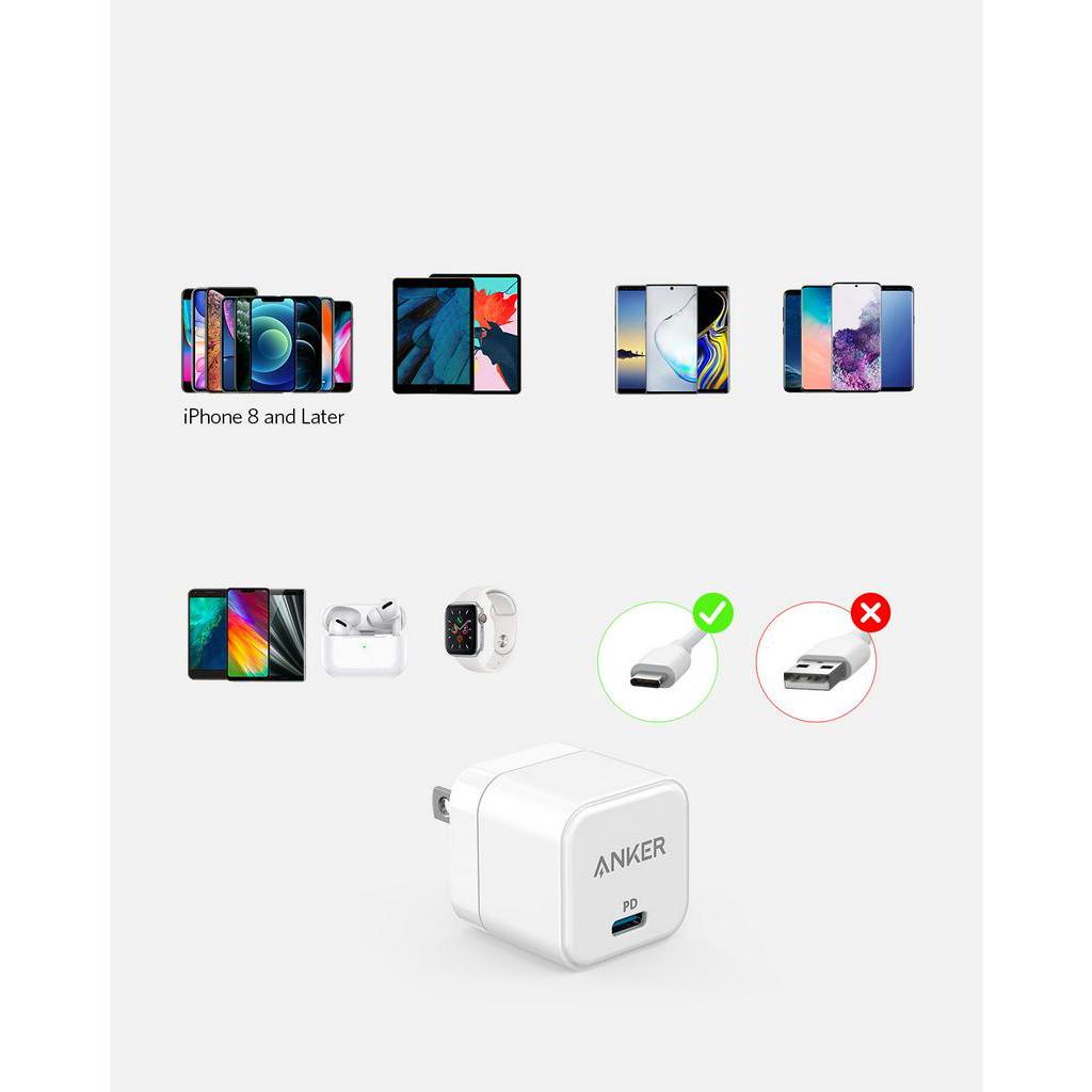 Củ sạc nhanh Anker 312 PowerPort III PD Cube 20W A2149 1 cổng USB-C | BigBuy360 - bigbuy360.vn