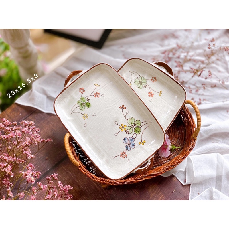 1 đĩa 2 quai gốm sứ Nhật