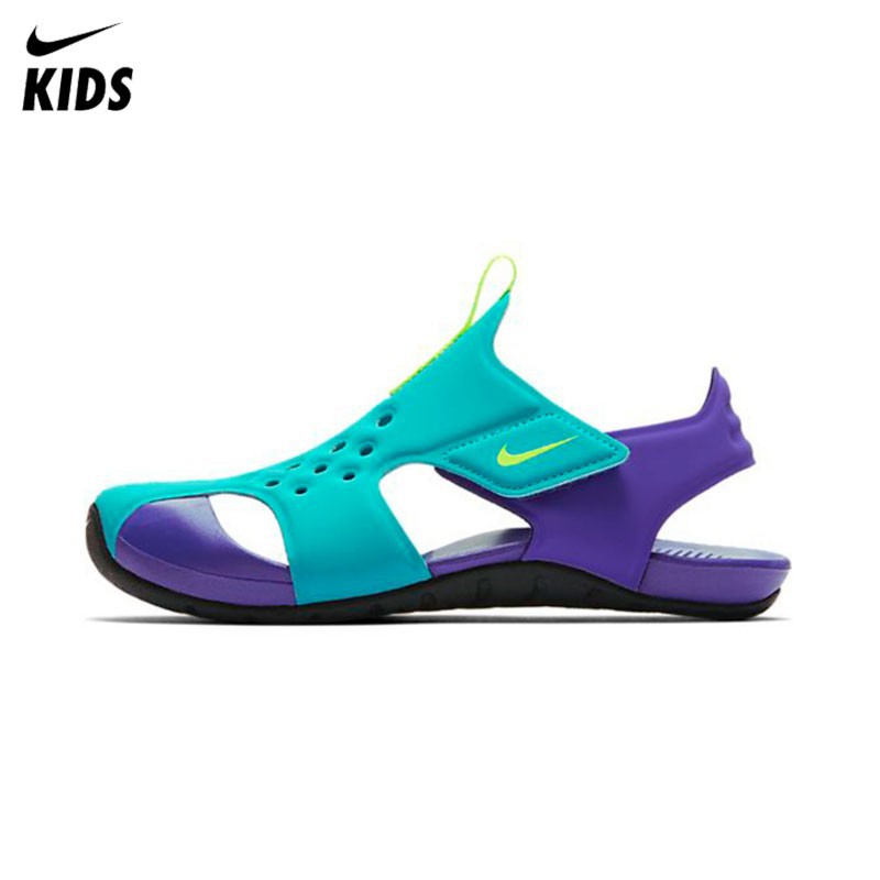 * Ưu đãi đặc biệt * Nike Sandals Kids Sunray Bảo vệ 2 Giày dép trẻ em Baotou Giày Nike Giày trẻ em Giày dép & Dép trẻ em Giày cho bé Giày dép màu xanh tím cho 1-11 tuổi