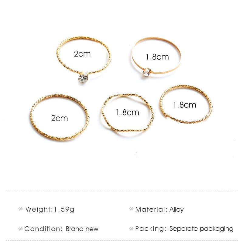 Set Nhẫn Đeo Tay Kim Loại Phong Cách Hàn Quốc Cho Nữ