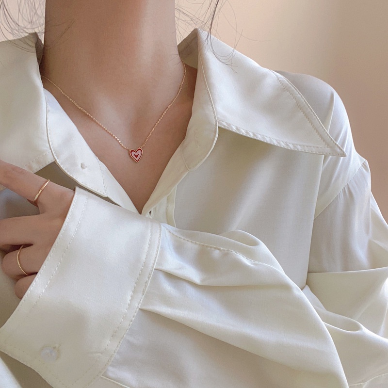Vòng cổ mặt trái tim màu sắc cầu vồng phong cách Hàn Quốc