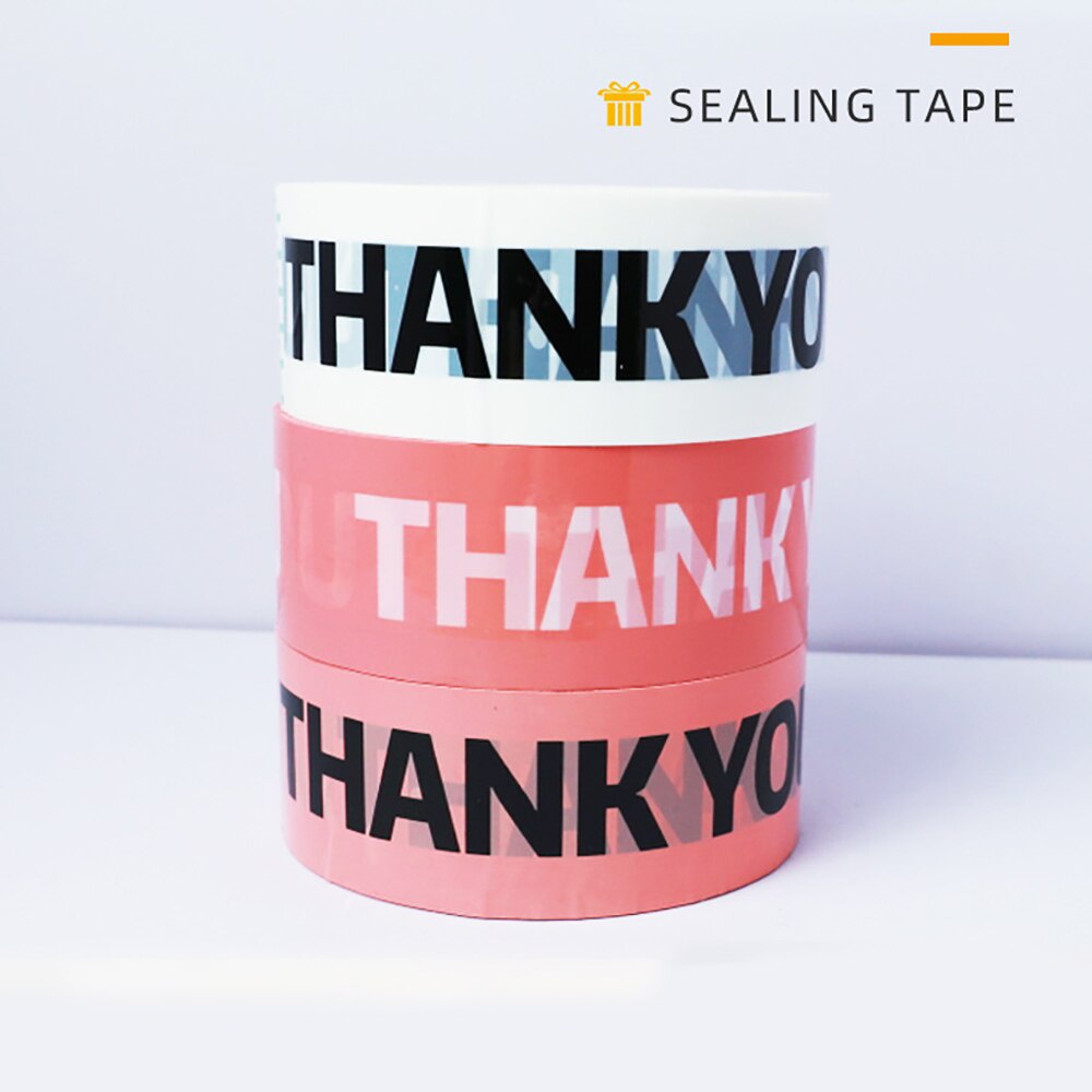 Cuộn băng keo in họa tiết chữ thank you 4.5cm x 100M dùng để trang trí / gói quà
