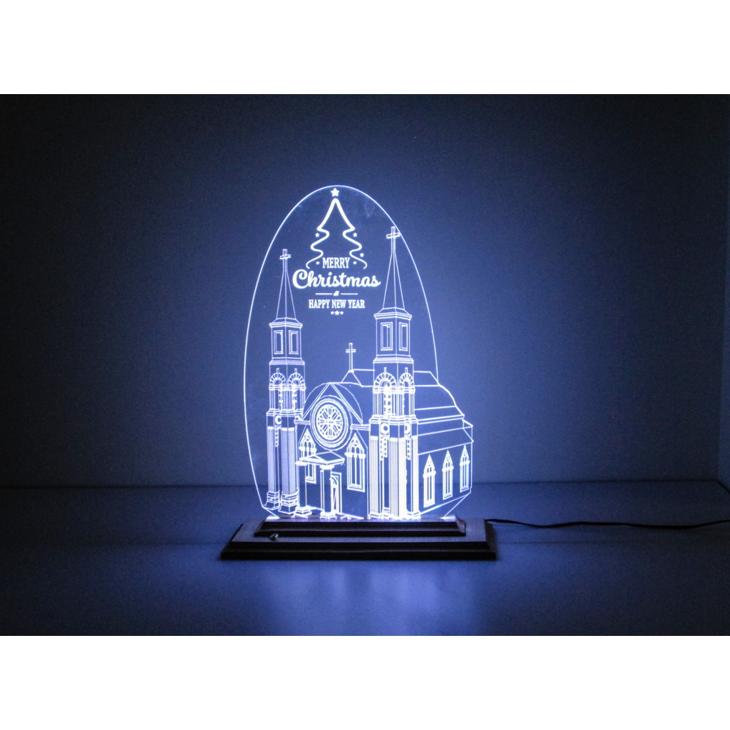 Mô Hình Đèn Led 3D Nhà Thờ Đức Bà