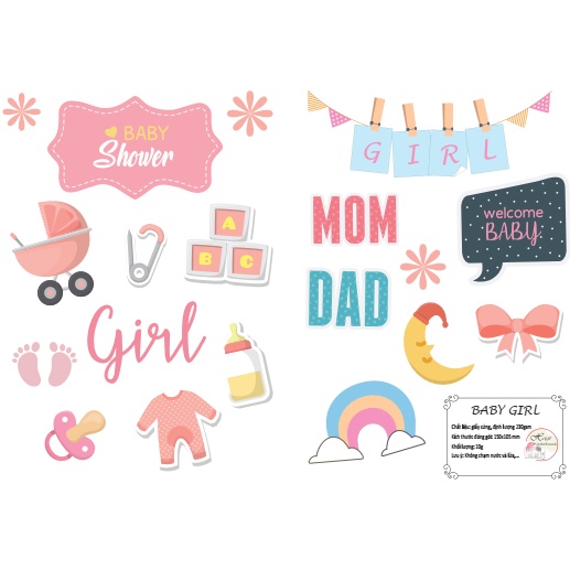 Sticker trang trí khung ảnh. album ảnh sinh nhât cho bé, album cưới