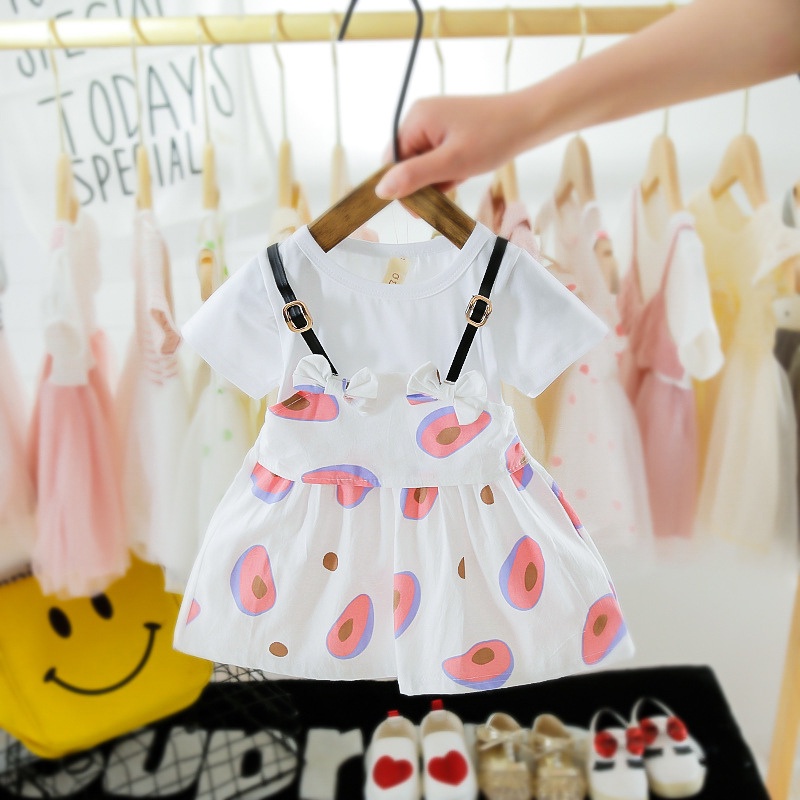 Váy bé gái mùa hè hàn quốc QC-KIDS, đầm cho bé chất liệu cotton hình quả bơ 8-18kg